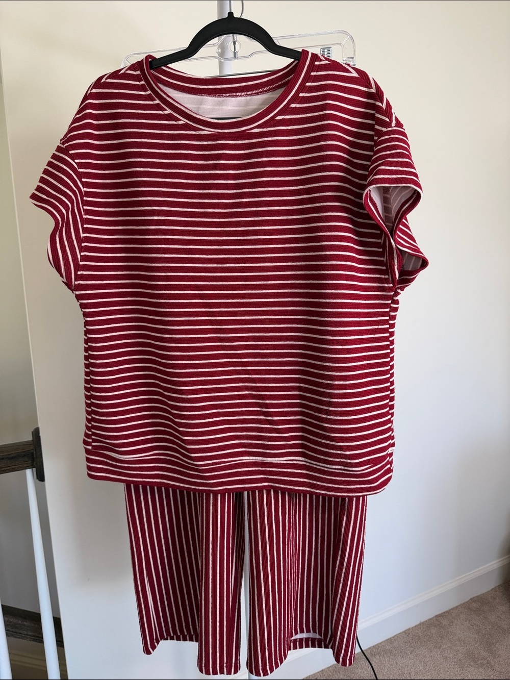 Women’s Red & White Striped Short-Sleeve Set